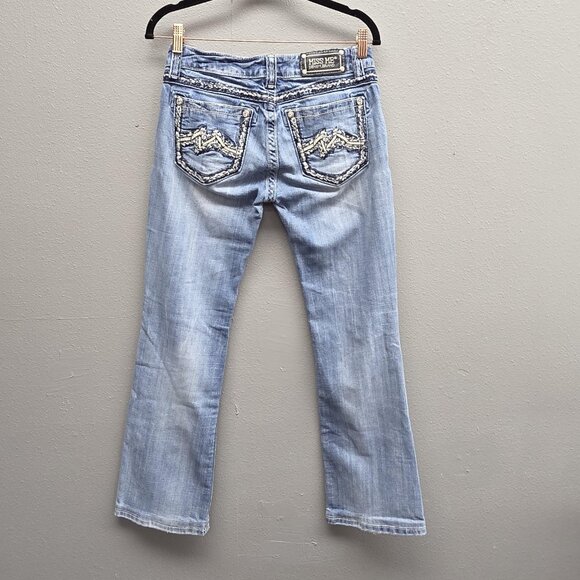 Miss Me Jeans Womens 28 Light Wash Bootcut Embroidered Back Distressed JE1205BL - Picture 4 of 16